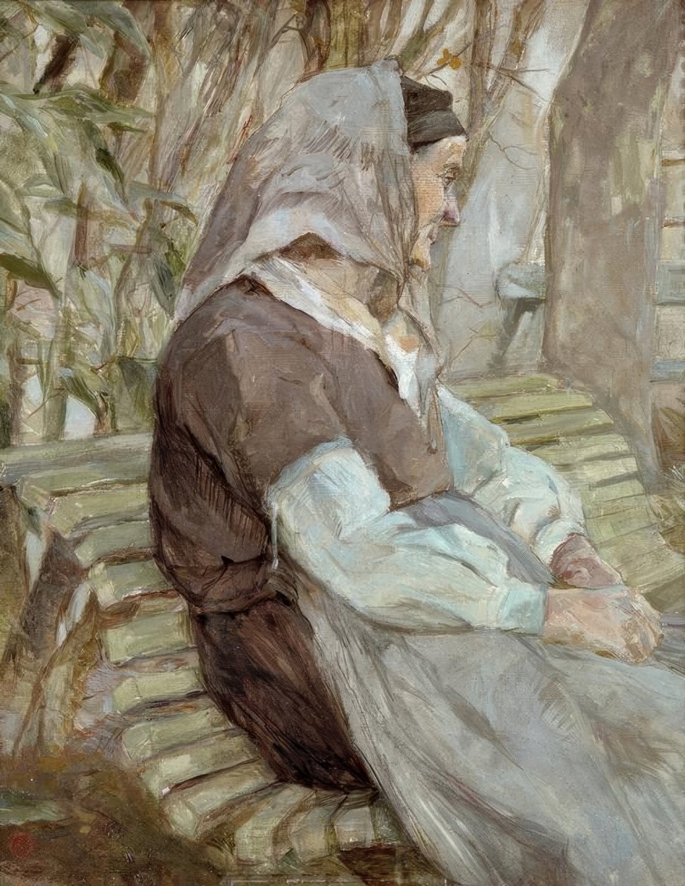 Old Woman Sitting on a Bench, at Céleyran by Henri de Toulouse Lautrec