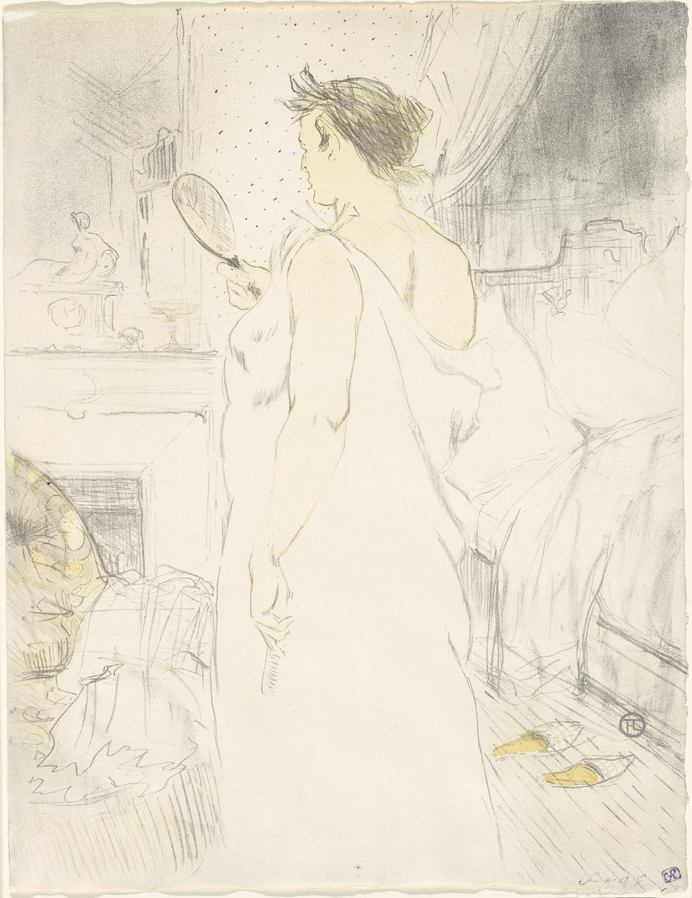 Woman at the Mirror—Mirror in Hand, plate six from Elles by Henri de Toulouse Lautrec