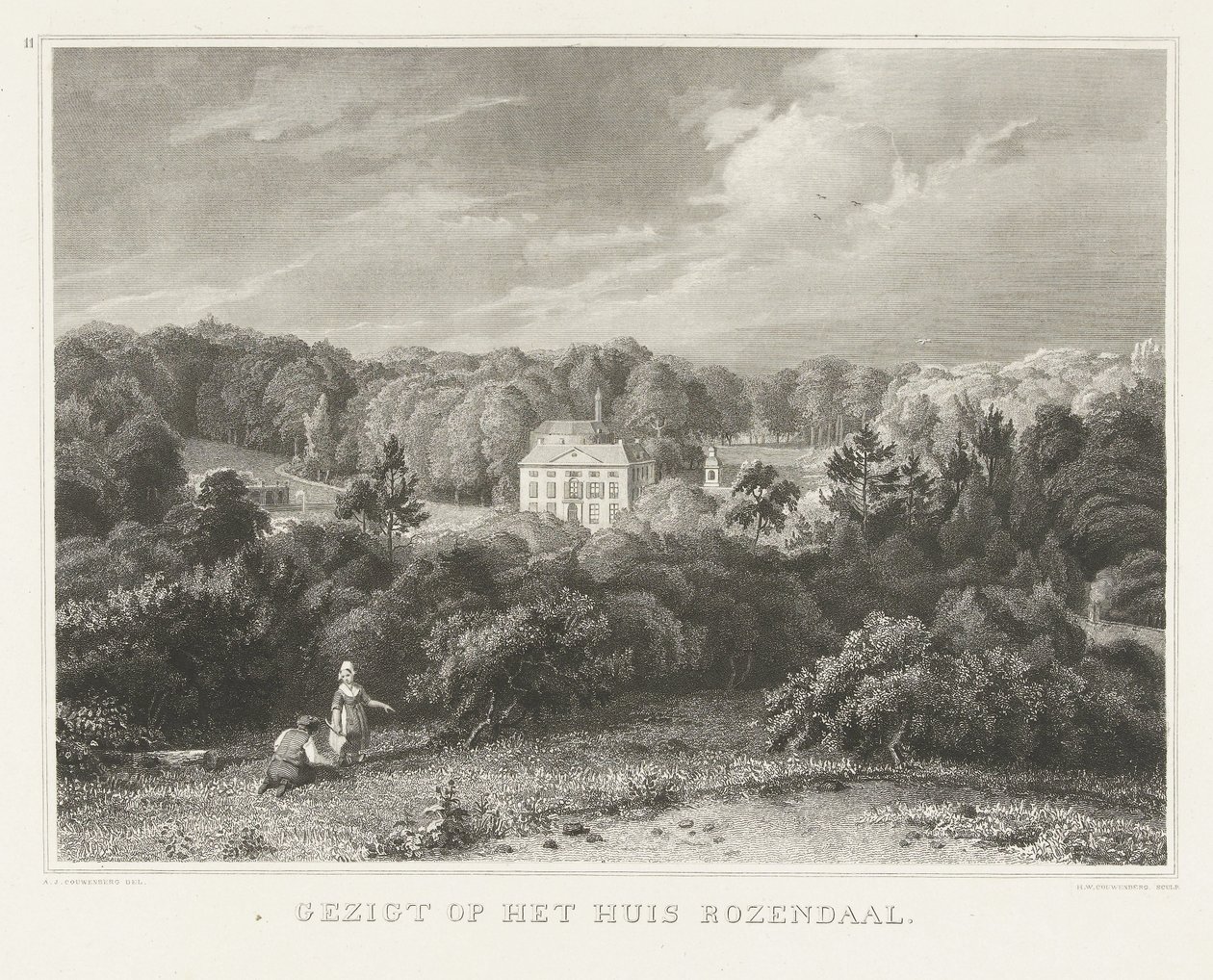 View of Rosendael Estate and Castle (Scenes from the Surroundings of Arnhem) by Henricus Wilhelmus Couwenberg