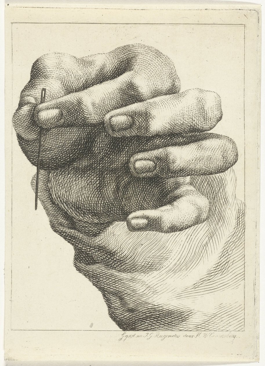 Study of a Hand with a Needle Between Thumb and Forefinger by Henricus Wilhelmus Couwenberg