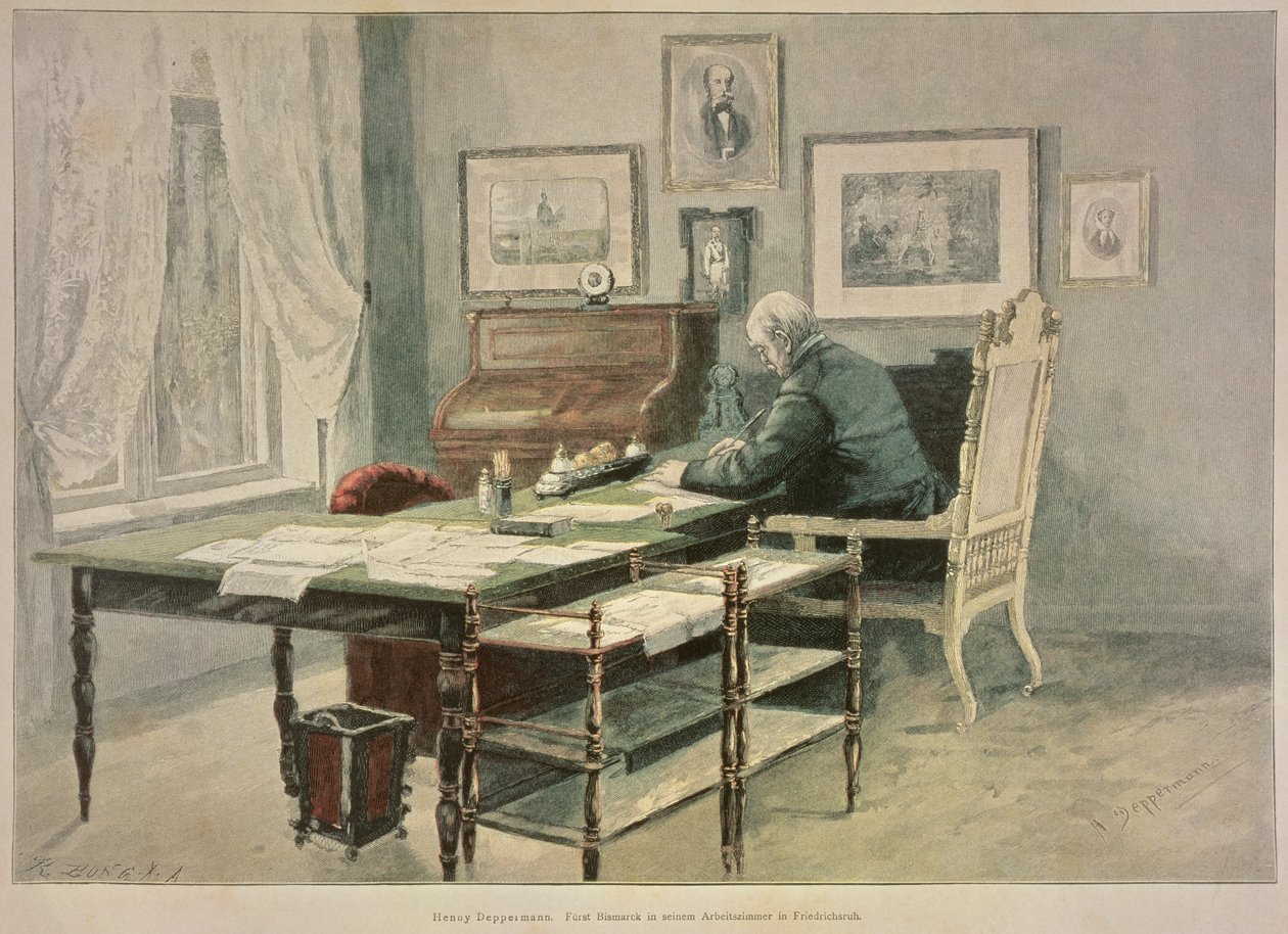 Prince Bismarck in his study at Friedrichsruh by Henriette Deppermann