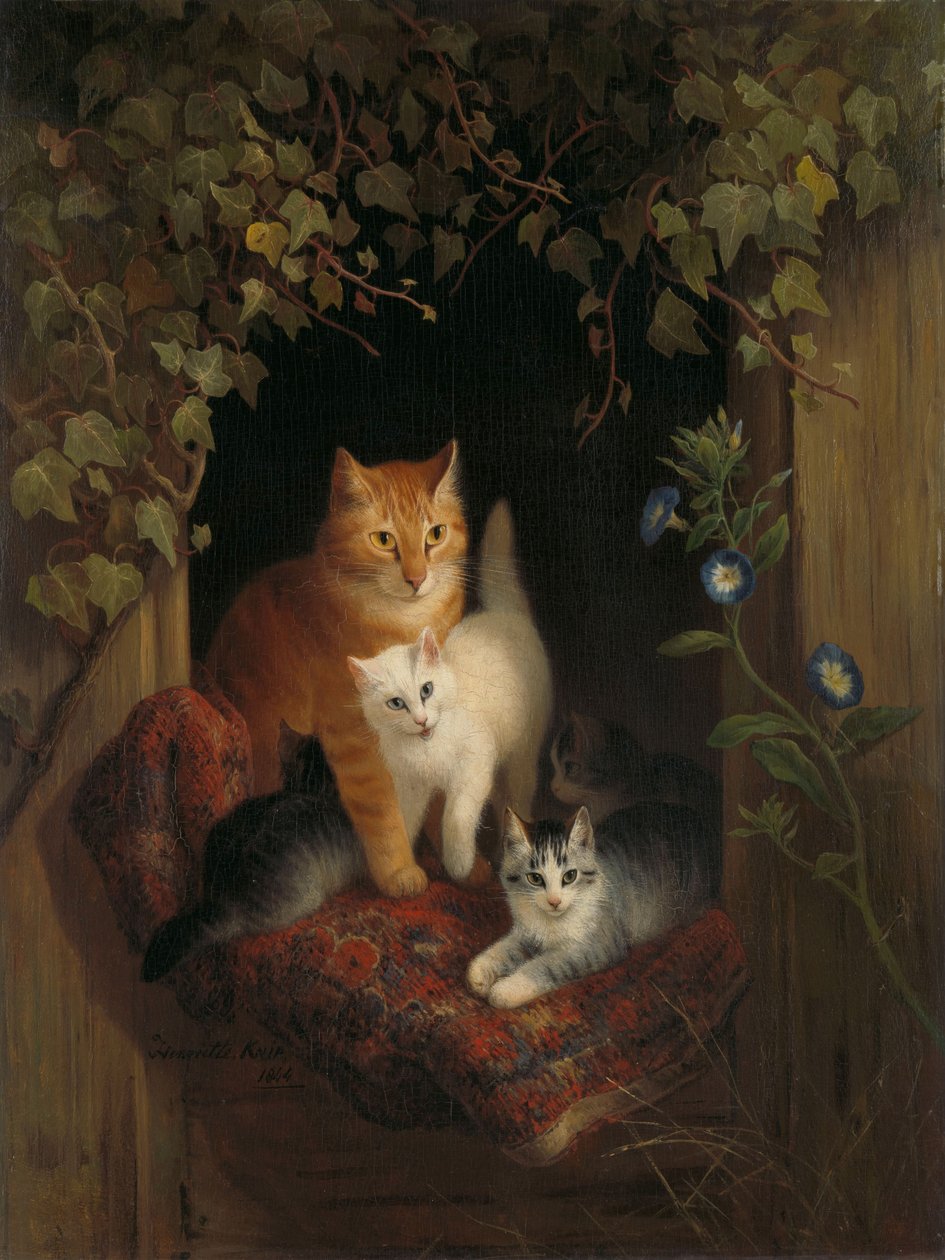 Cat with Kittens by Henriette Ronner