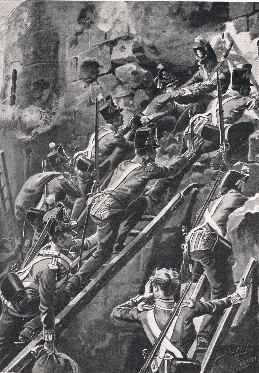 The Connaught Rangers at the Storming of Ciudad Rodrigo, 19th January 1812, illustration from 
