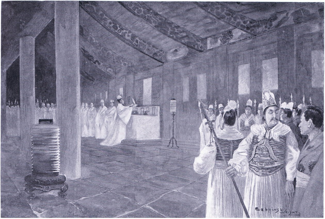 Removing a tablet from a Confucian temple by Henry Charles Seppings Wright