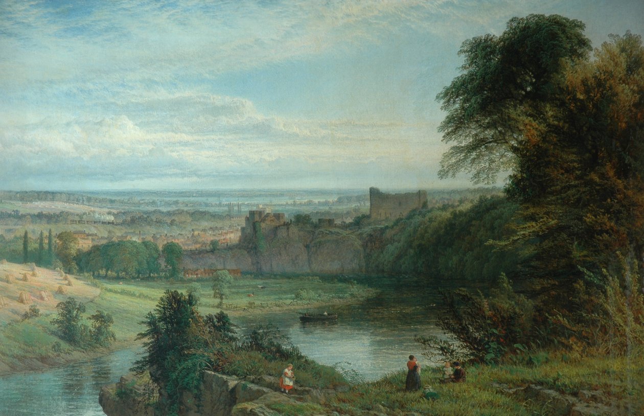 Landscape with Castle and River and Chepstow Castle, 1862 by Henry Dawson