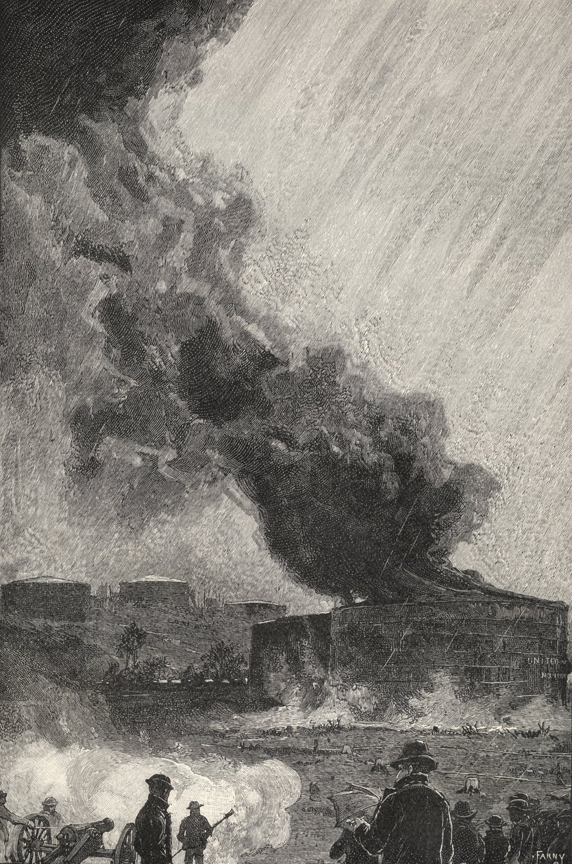 A Burning Oil Tank, capacity 3500 barrels, from 