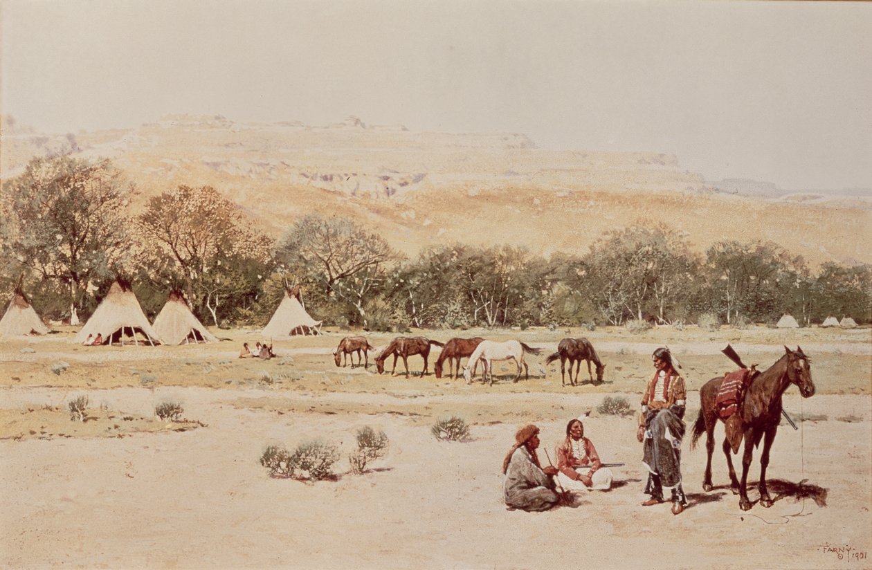 Indian Encampment, Denver, Colorado by Henry Francois Farny