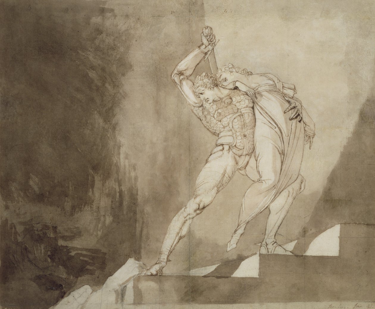 A Warrior Rescuing a Lady by Johann Heinrich Füssli