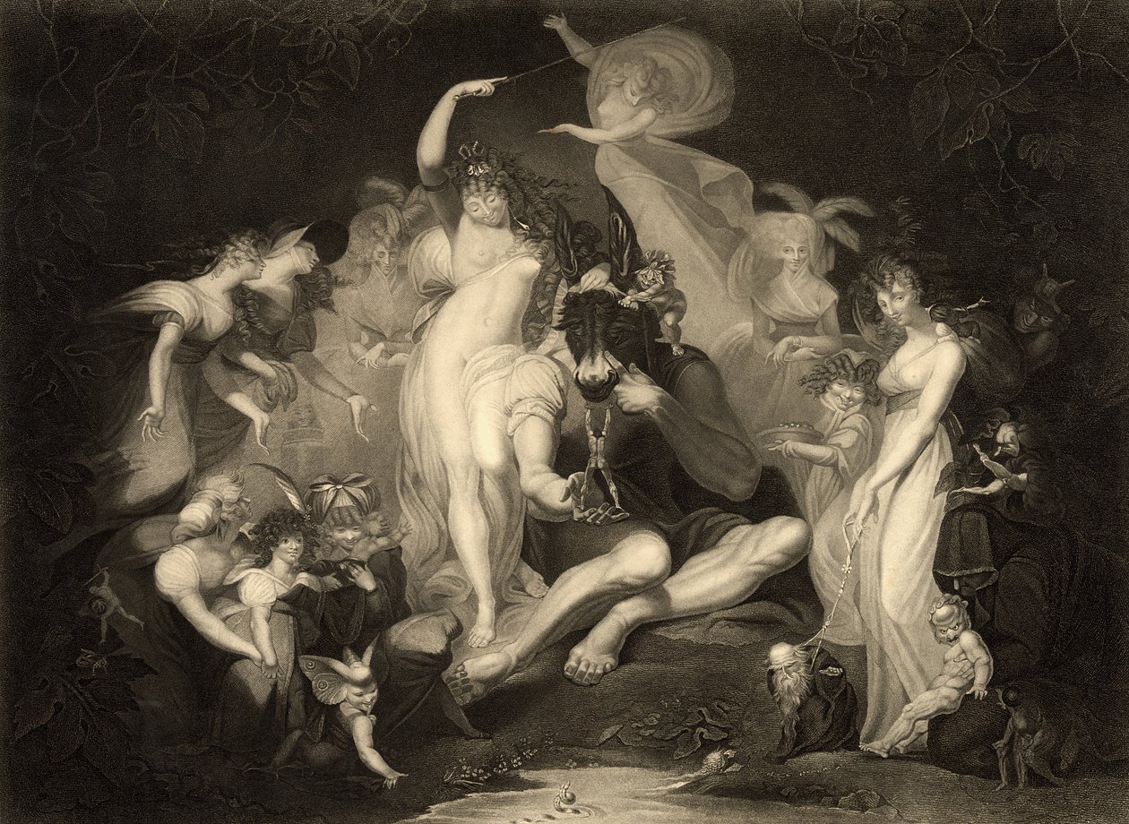 Scene from Act IV, Scene I of A Midsummer Night