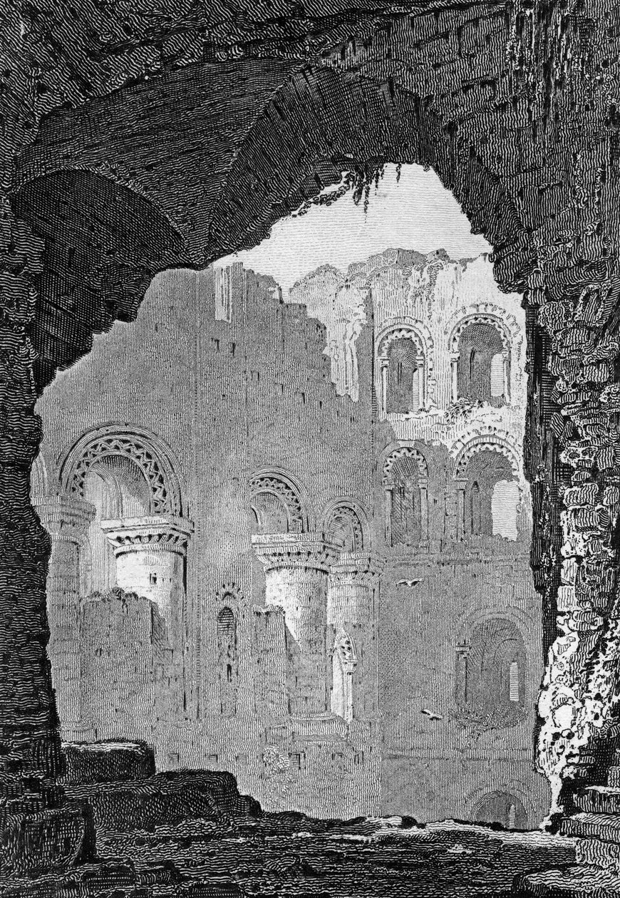 Interior of the Keep of Rochester Castle, Kent, engraved by William Woolnoth by Henry Gastineau