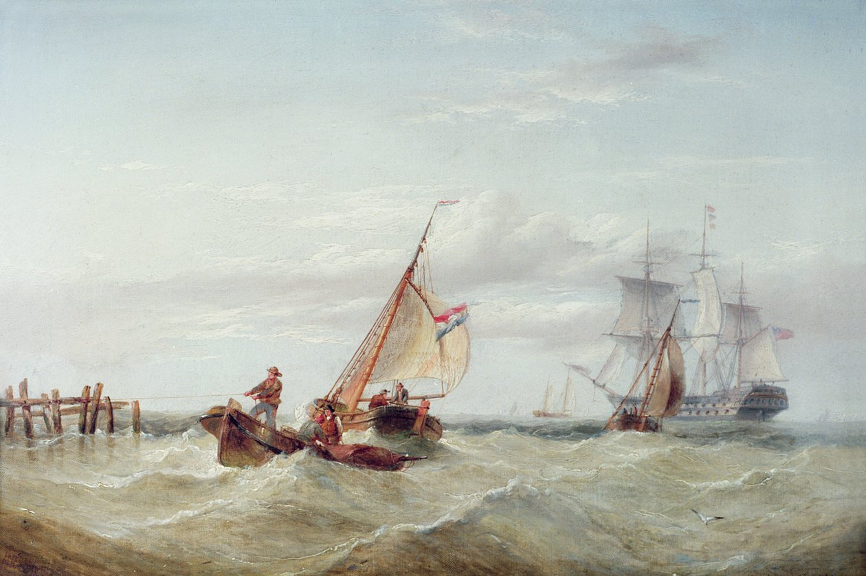 An East Indiaman and other Shipping off the Coast by Henry Redmore