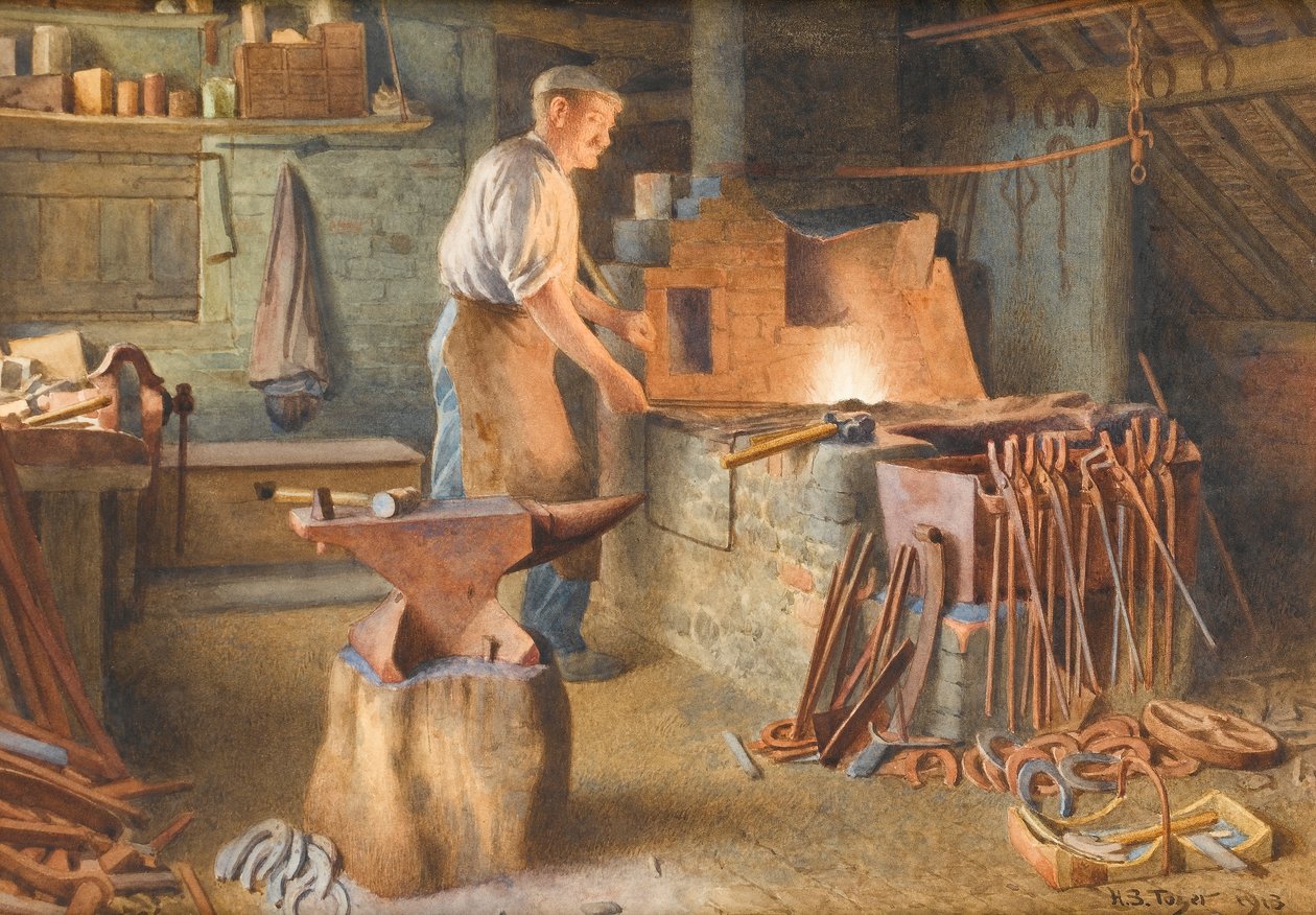 The Village Blacksmith, 1918 by Henry Spernon Tozer