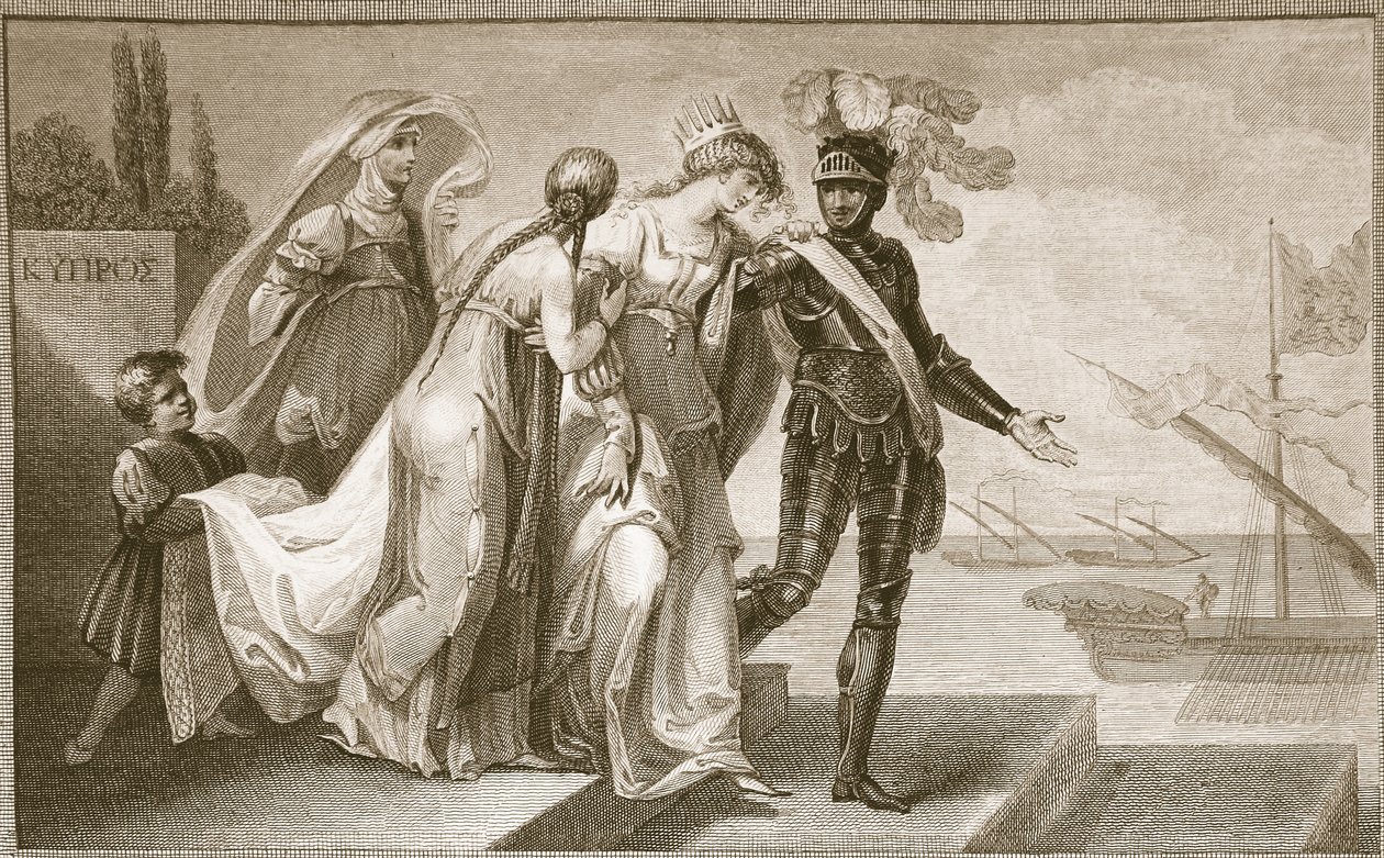 Richard I leaving Cyprus, engraved by J. Fittler, illustration from David Hume