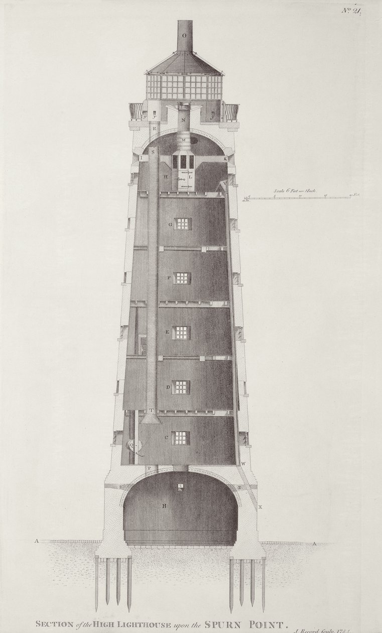 Edystone Lighthouse Engraved by John Record, 1781 by Henry Winstanley
