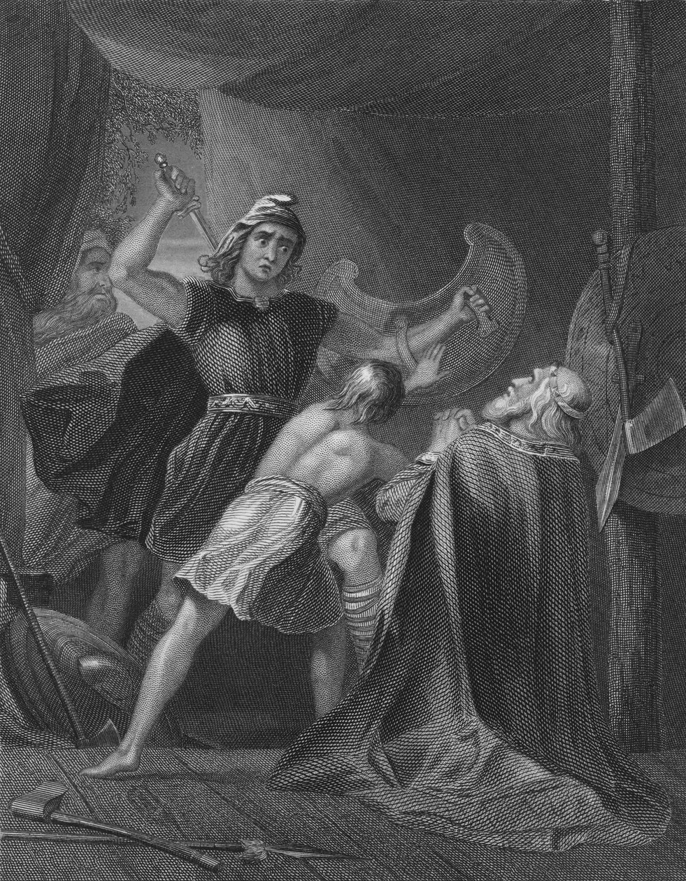 Death of Brian Boru, High King of Ireland, at the Battle of Clontarf by Henry (after) Warren