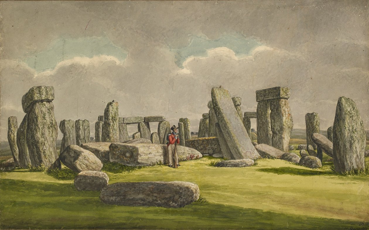 Stonehenge from the W.S.W., Showing Ruins with Soldier, 1824-1839 by Henry Browne