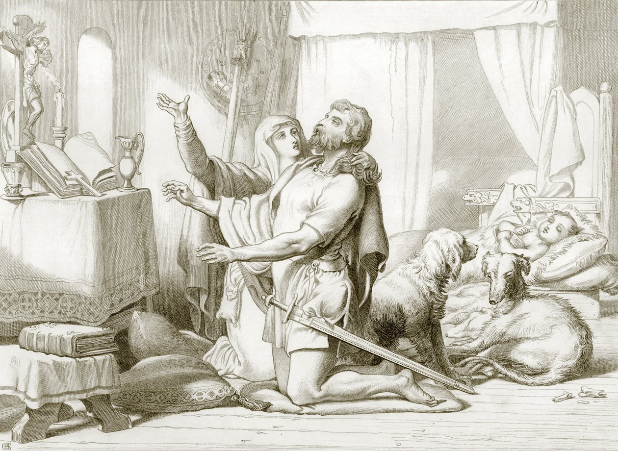 How Torfrida Teaches Hereward to Pray by Henry Courtney (after) Selous
