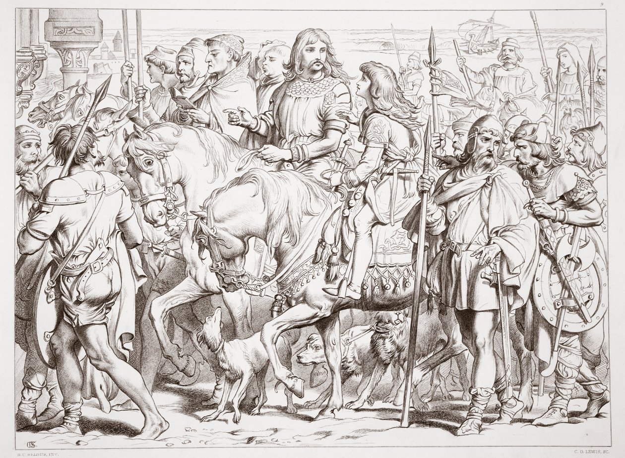 How Hereward Enters the Consecrated Fortress of St. Bertin, Illustration from Hereward the Great by Charles Kingsley by Henry Courtney Selous