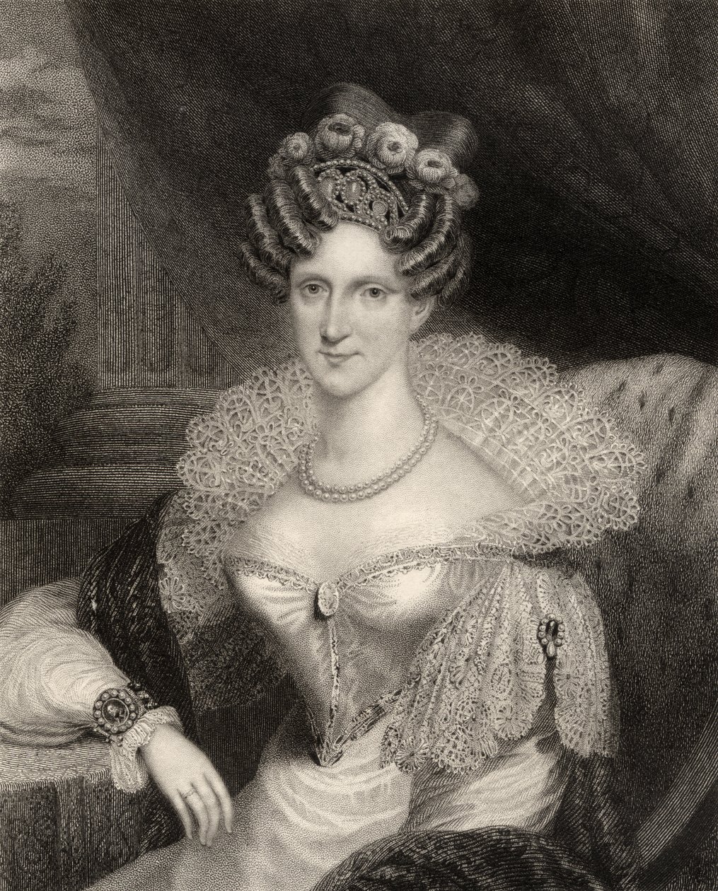 Princess Adelaide of Saxe-Coburg Meiningen, engraved by H.R. Cook, from 