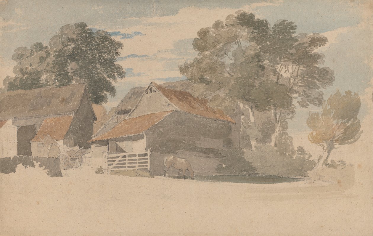 Farm Buildings with Trees by Henry Edridge
