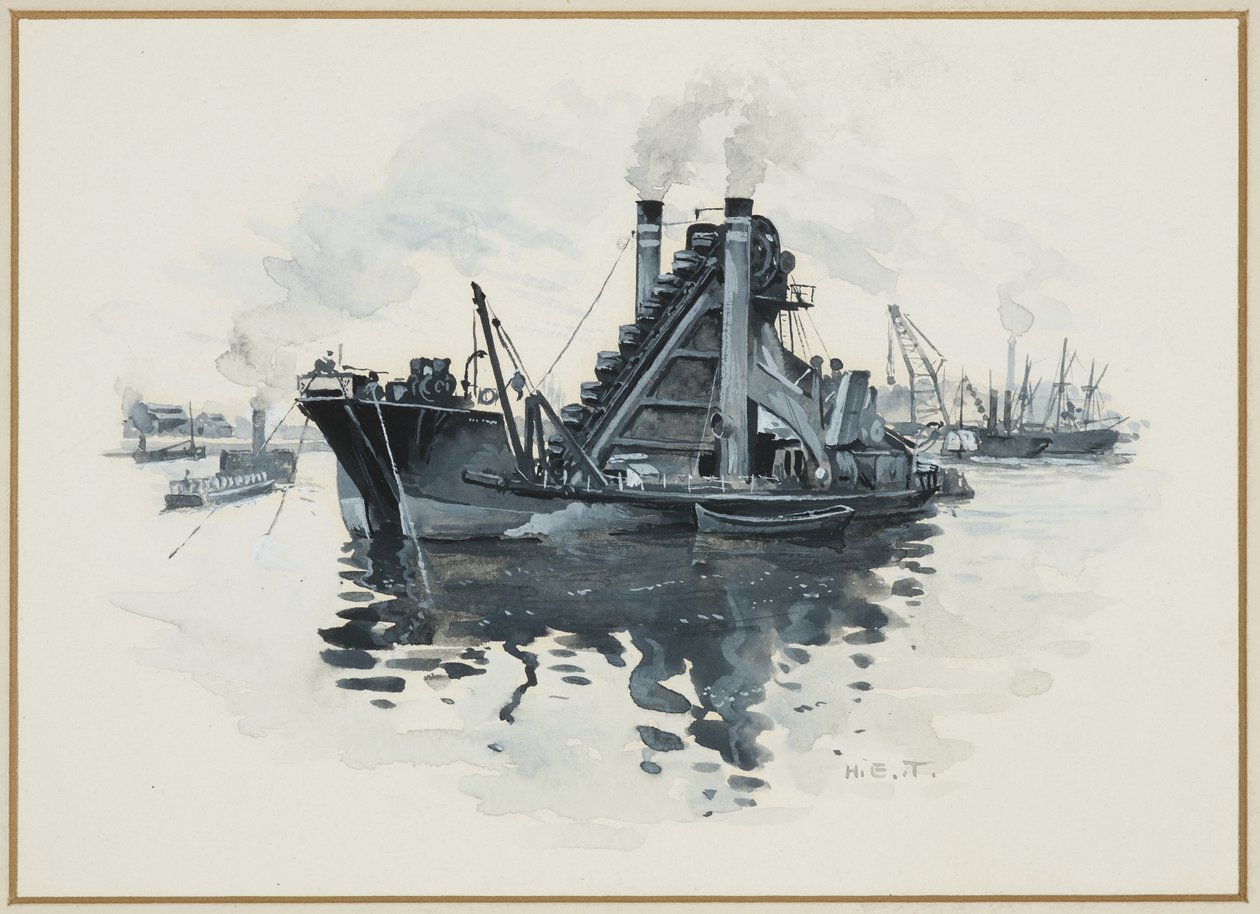 A Dredger in Salford Docks by Henry Edward Tidmarsh