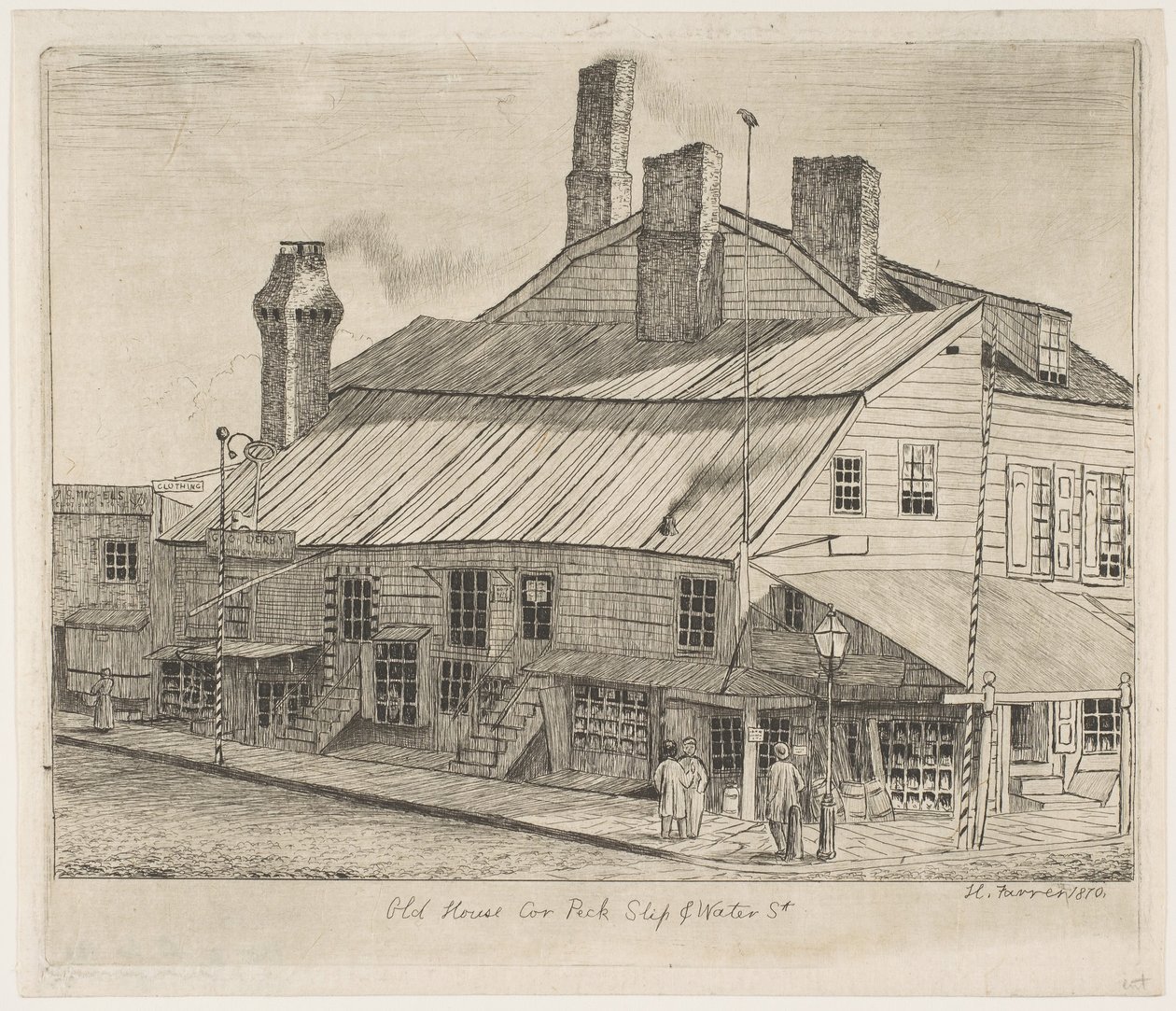 Old House, Corner of Peck Slip and Water Street by Henry Farrer
