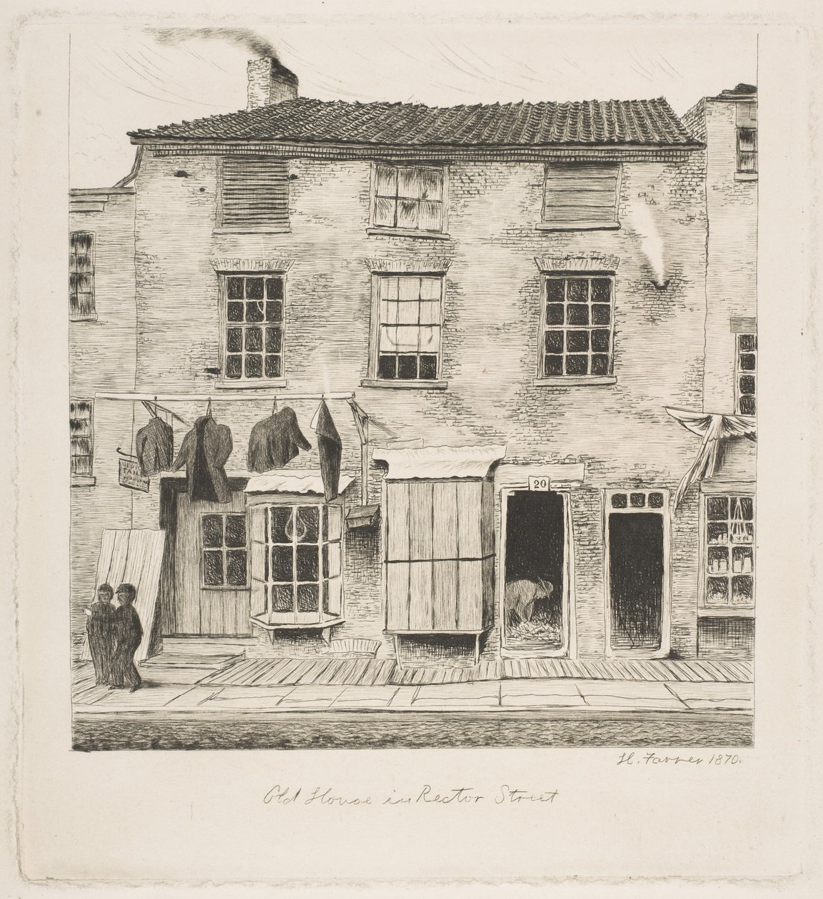 Old House in Rector Street, from "Scenes of Old New York" by Henry Farrer