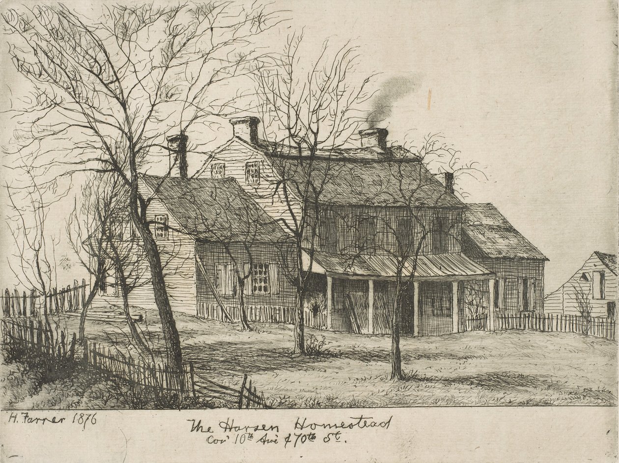 The Harsen Homestead, Corner of 10th Avenue and 70th Street, from Scenes of Old New York, 1876 by Henry Farrer