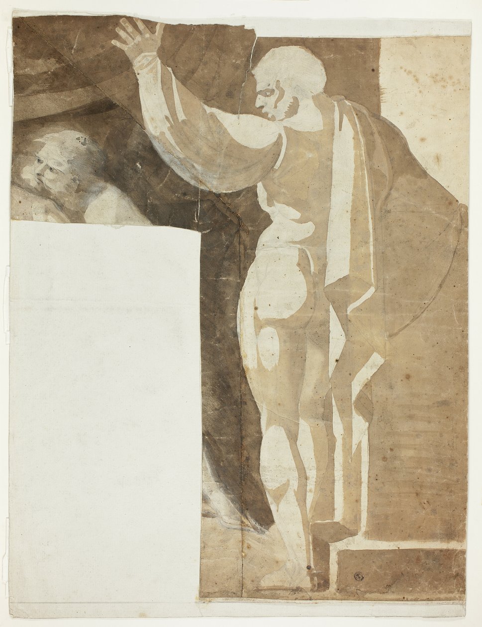 Male Figure with Left Arm Raised Seen from the Back, and Fragment of Old Man by Johann Heinrich Füssli