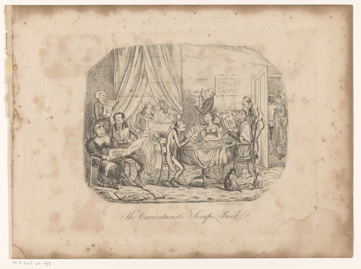 Interior with People Viewing Pages from The Caricaturist