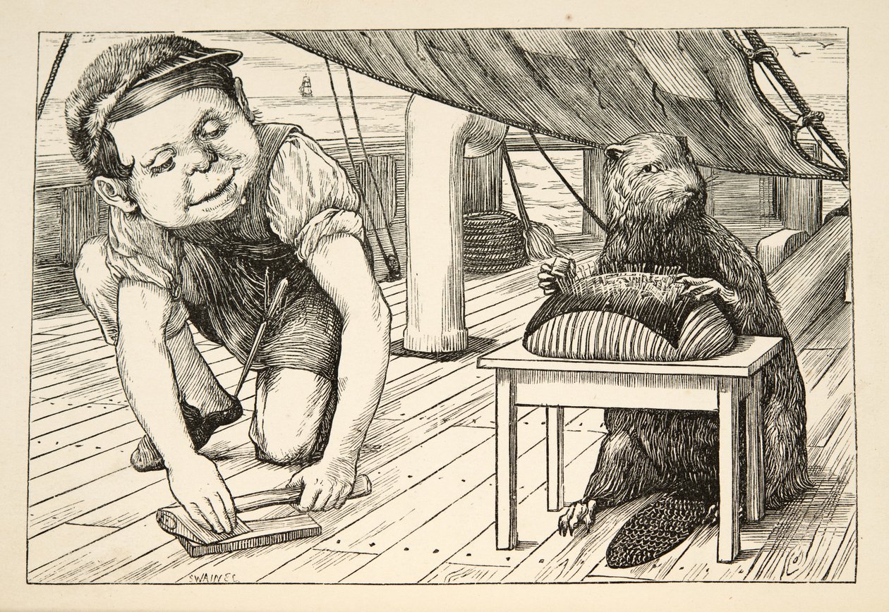 The Beaver kept looking the opposite way, from The Hunting of the Snark, an Agony in Eight Fits, by Lewis Carroll, pub. 1876 by Henry Holiday