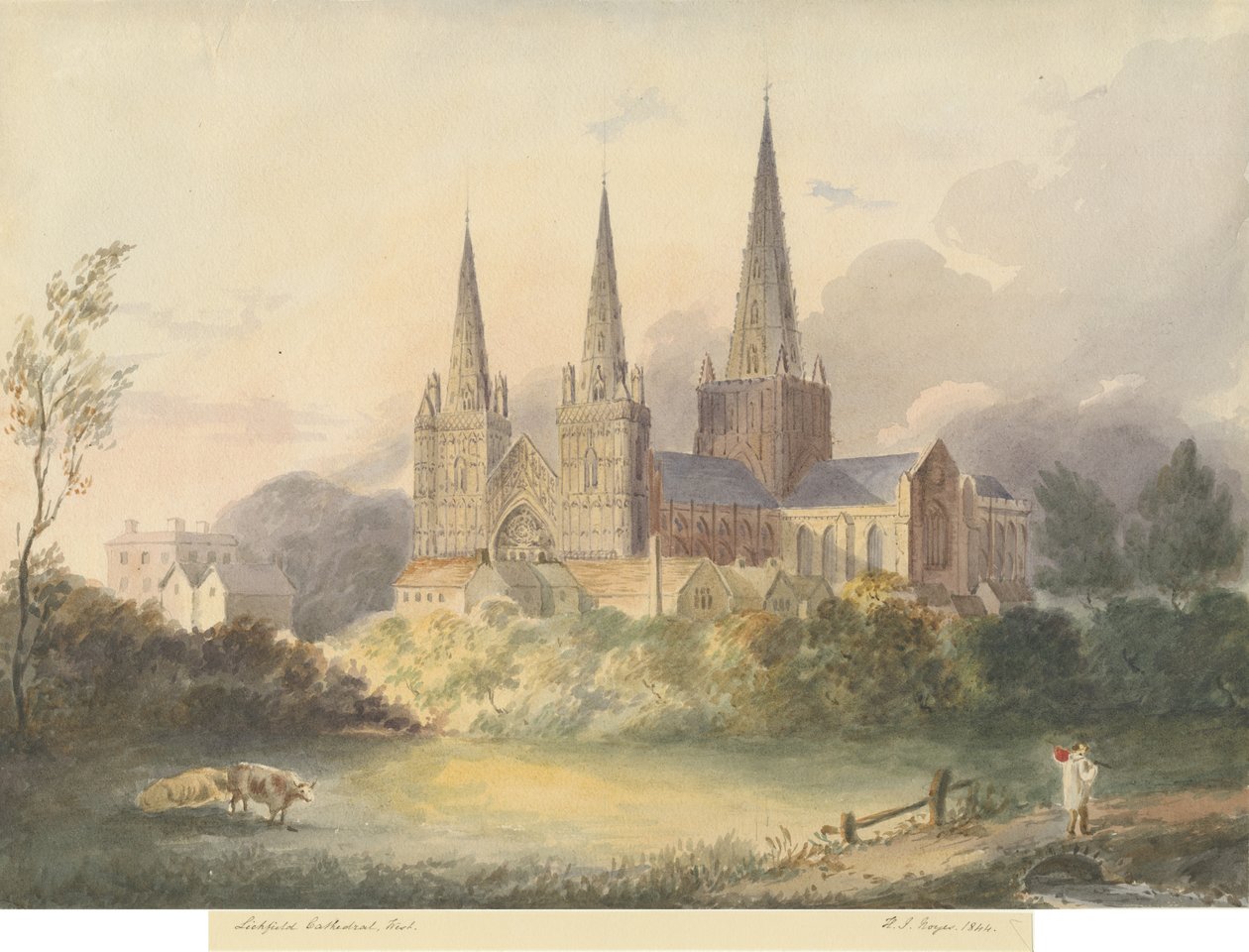 Lichfield Cathedral - West View by Henry James Noyes