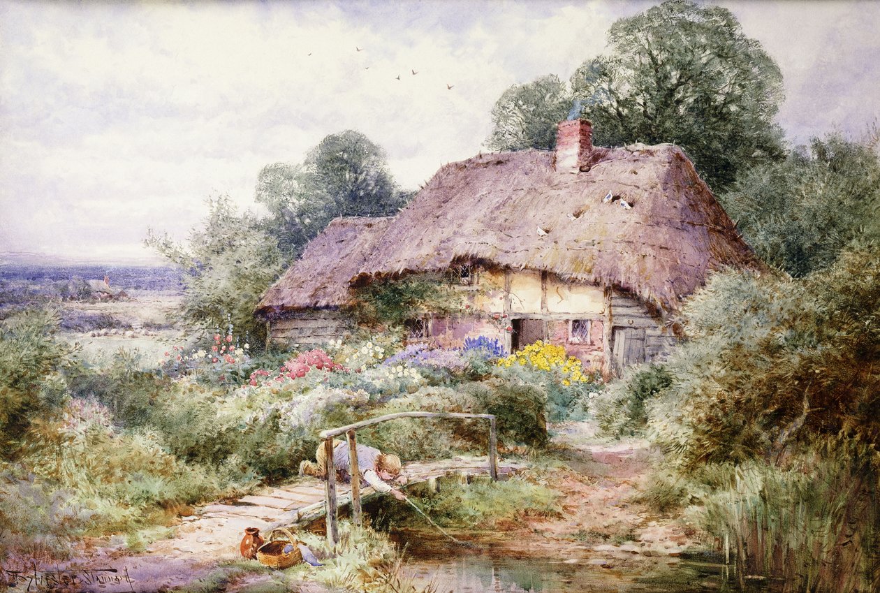 Catching Tiddlers at Eastbury, Berkshire by Henry John Sylvester Stannard