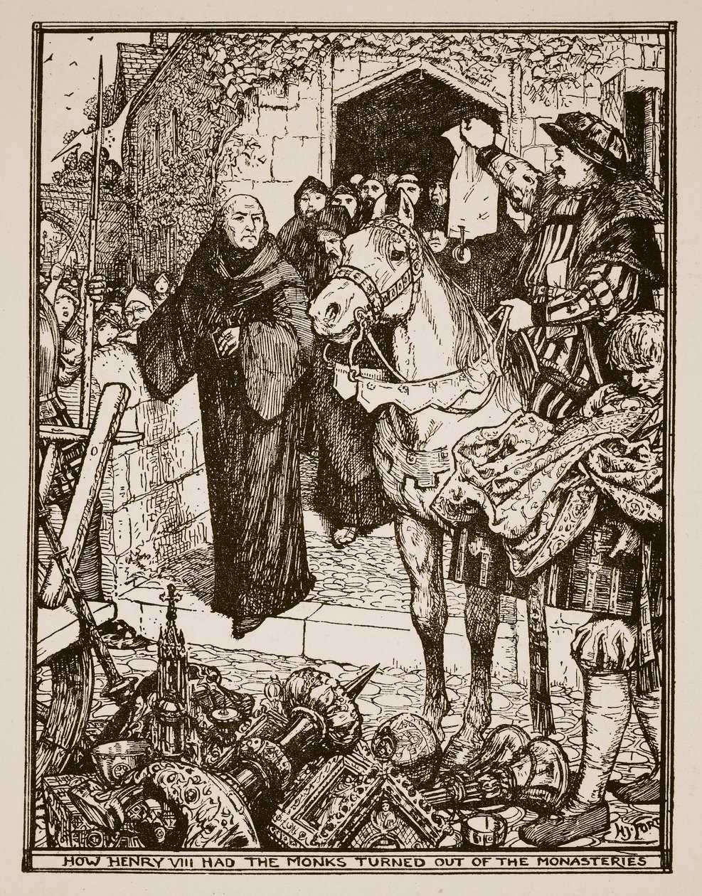 How Henry VIII Had the Monks Turned Out of the Monasteries, Illustration from 