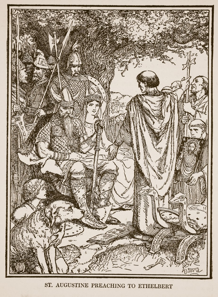 St. Augustine Preaching to Ethelbert, illustration from 