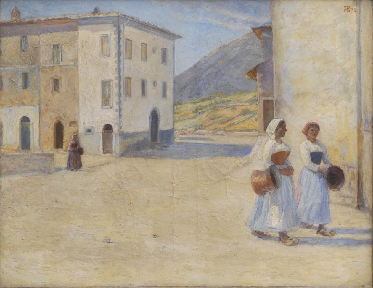 Girls on the way to the well for water at noon. Cività d