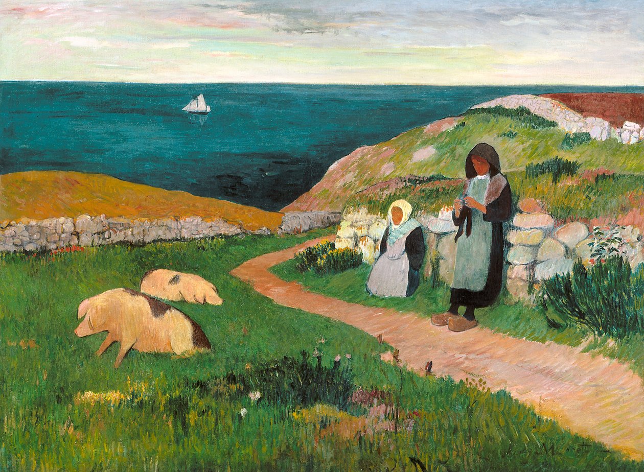 Young Breton Girls in the Field by Henry Moret