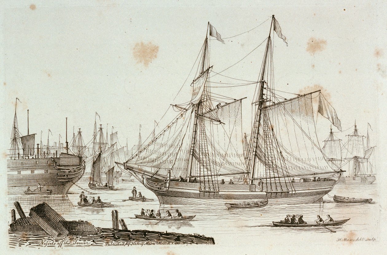 Sketches of Shipping Drawn and Etched by Henry Moses: Hulks at Sheerness by Henry Moses