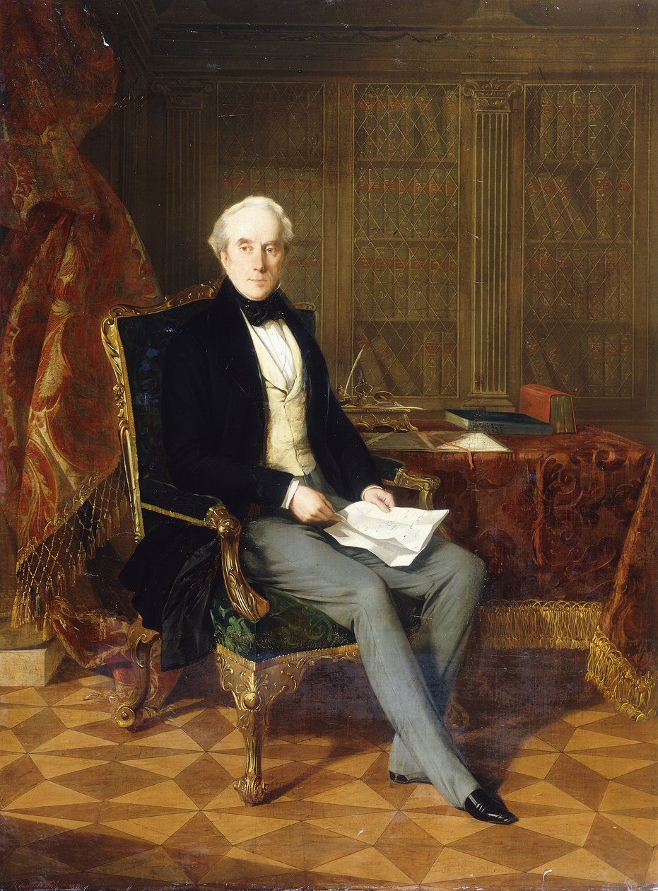 Portrait of Henry Pelham-Clinton, K.G., 4th Duke of Newcastle, Holding a Document, in His Study by Henry Nelson ONeil