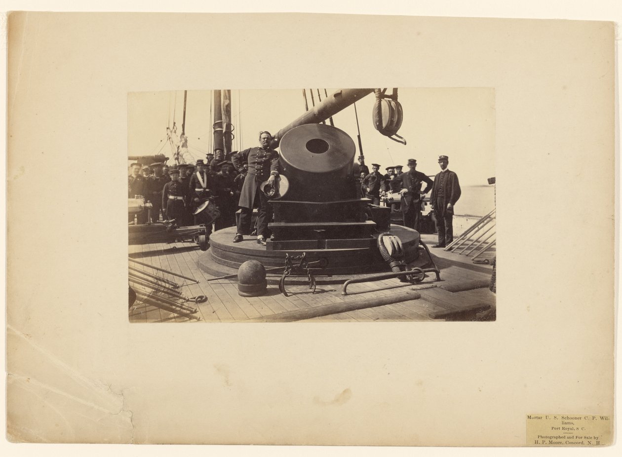 Mortar on the U.S. Schooner C.P. Williams, Port Royal, S.C. by Henry P. Moore