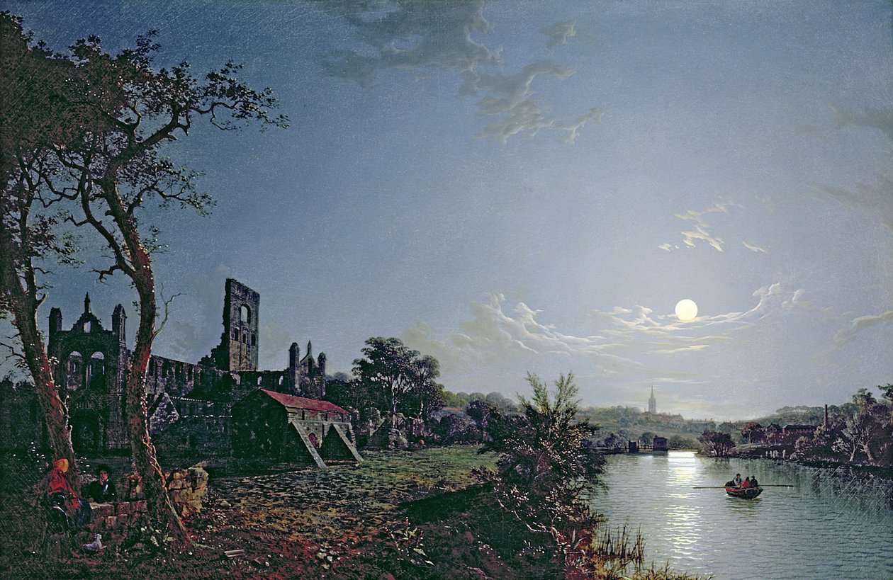 Morning with a View of Kirkstall Abbey by Henry Pether