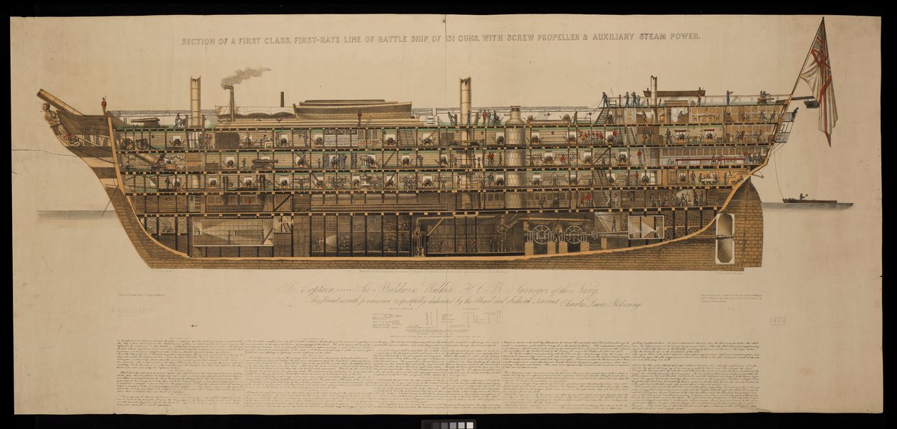 Section of a First Class, First-Rate Line of Battle Ship of 131 Guns, with Screw Propeller & Auxiliary Steam Power Royal Albert by Henry Pickering
