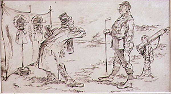 The Golfer being disturbed by the Salesman, illustration to Graphic magazine by Henry Sandercock