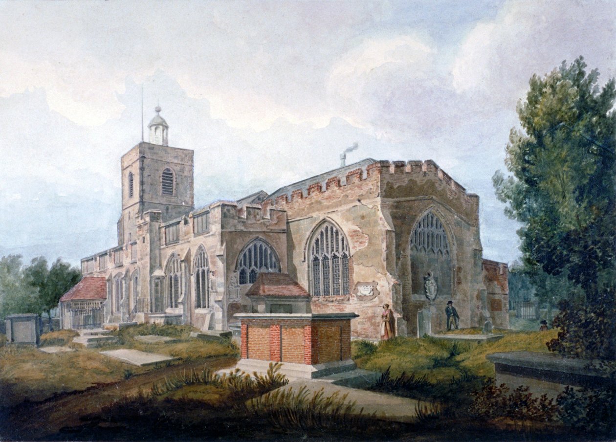 South-east view of the Church of St Dunstan, Stepney, London by Henry Sass