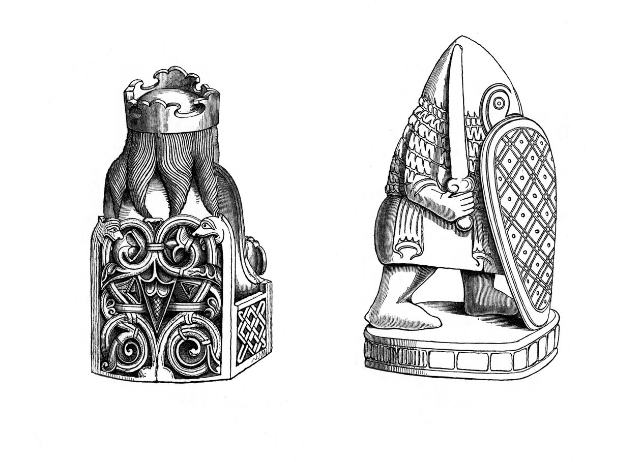 Chessmen, 12th century, 1843 by Henry Shaw