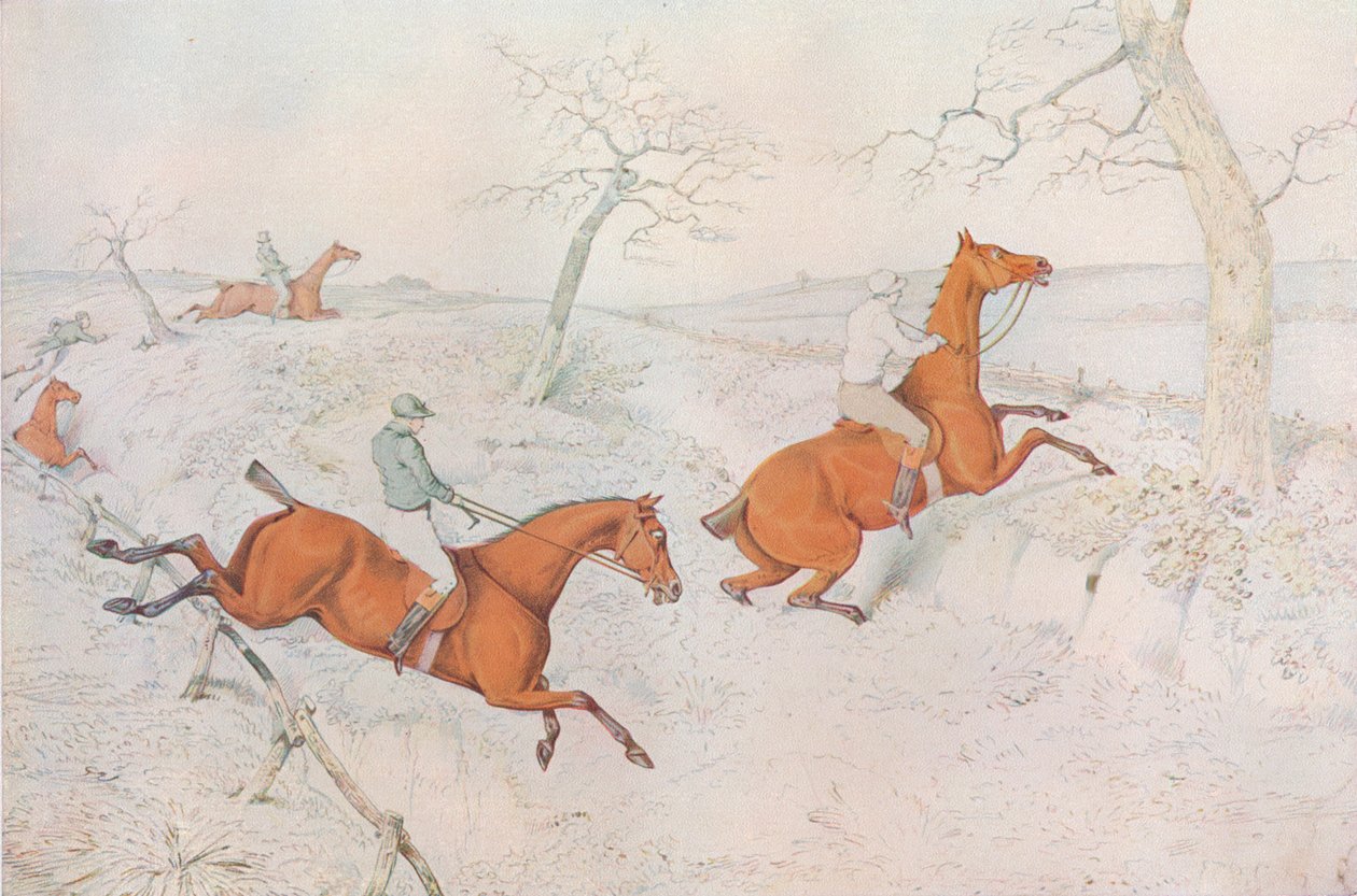 A Steeplechase: Crossing a Deep Ravine Dangerous to Pass by Henry Thomas Alken