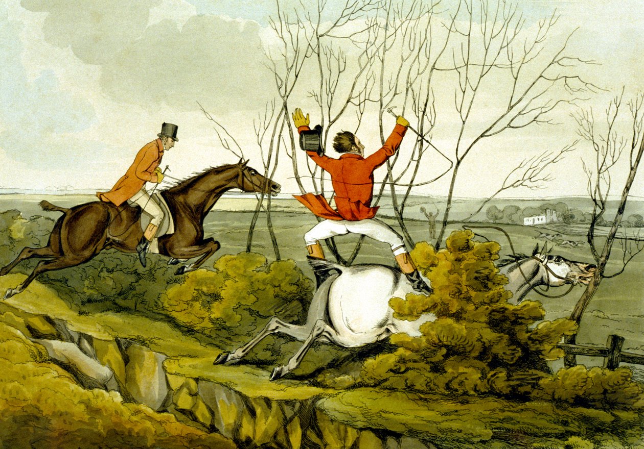 Plunging Through the Hedge by Henry Thomas Alken