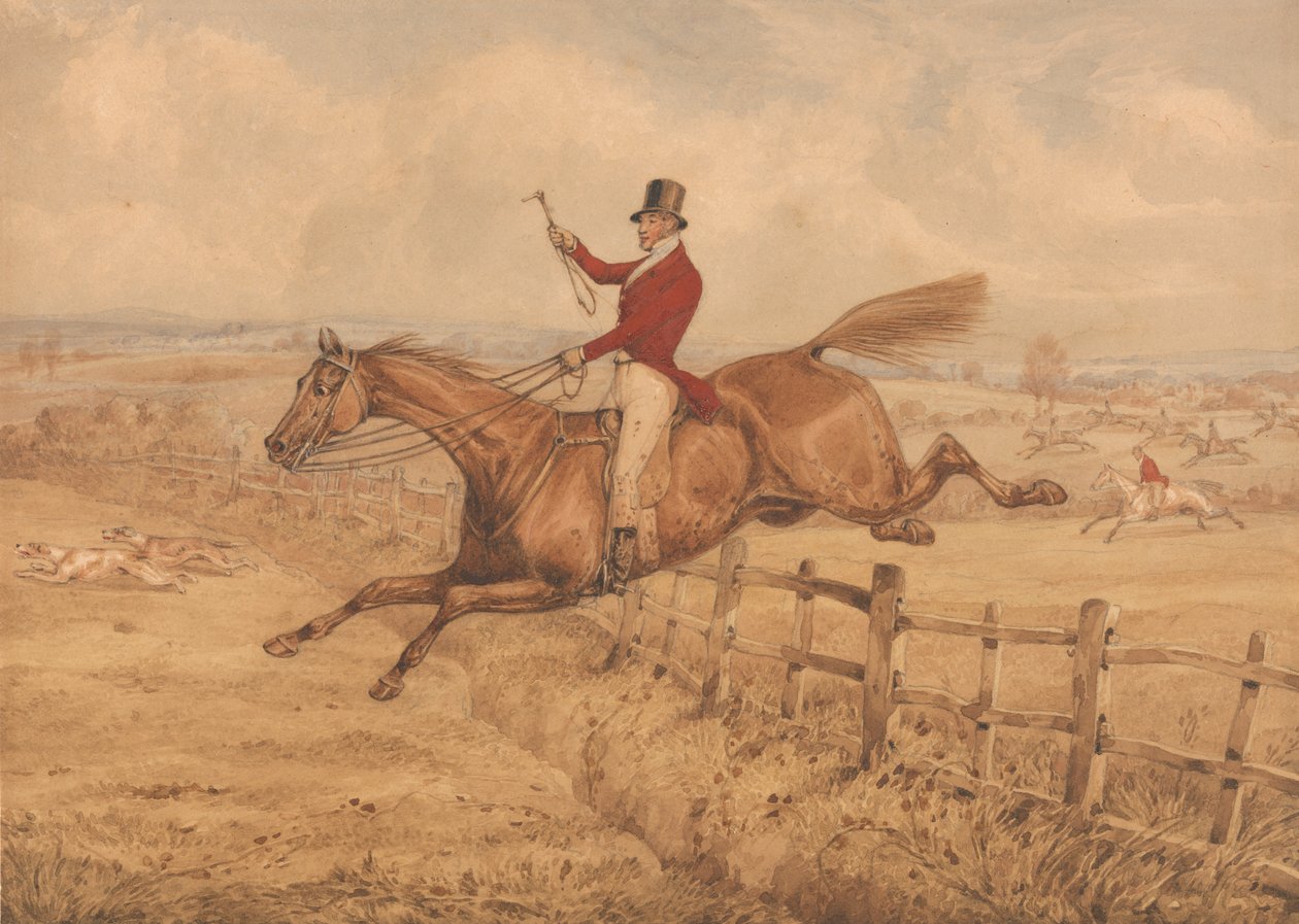Topping a Flight of Rails and Coming Well into the Next Field by Henry Thomas Alken