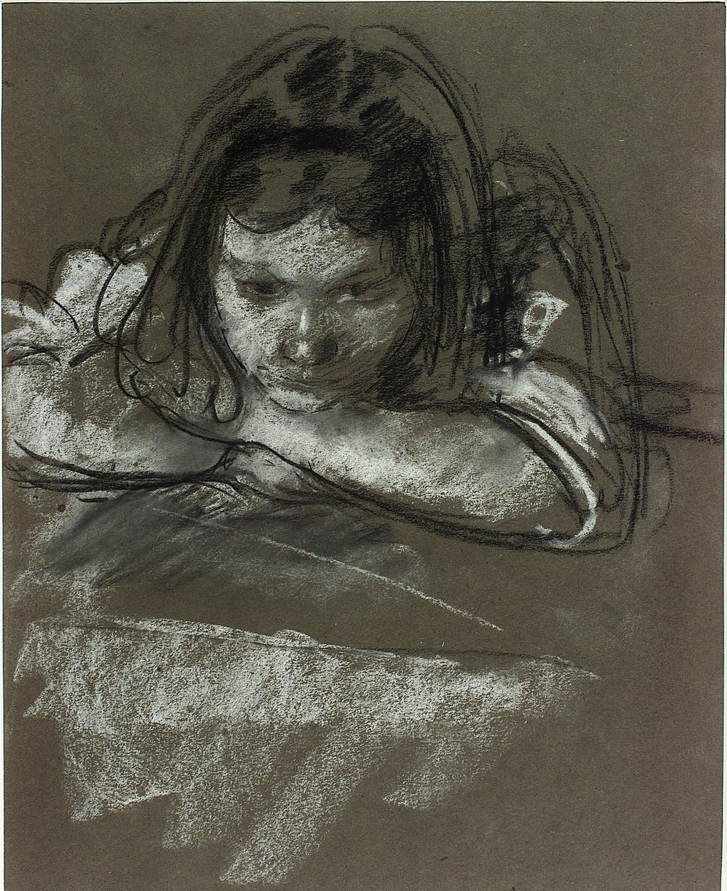 Head and Shoulders of a Girl at a Table by Henry Tonks