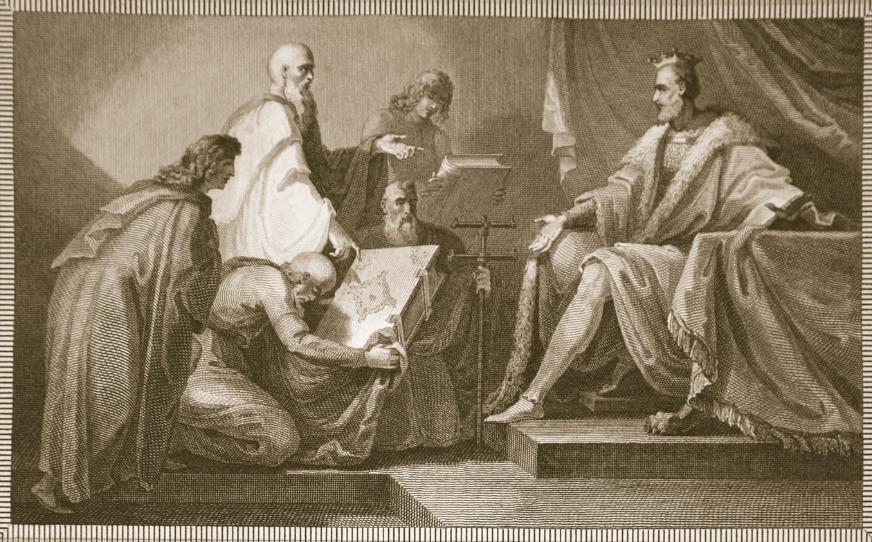 Doomsday Book Presented to William the I, Engraved by J. Fittler, Illustration from David Hume